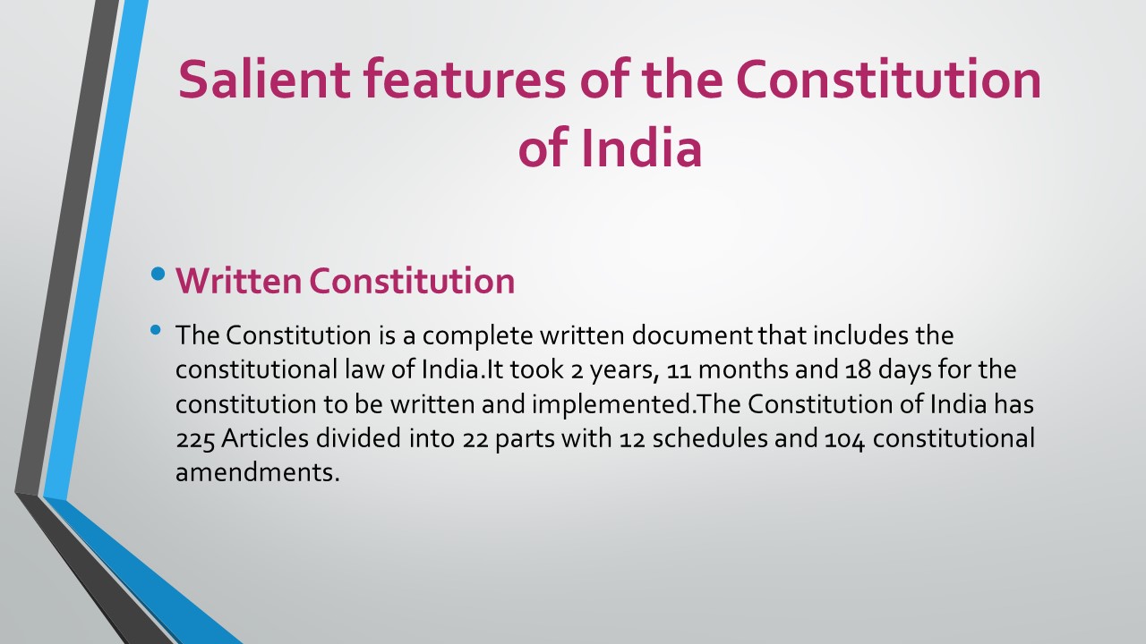 Salient Features Of Constitution Of India Details Description