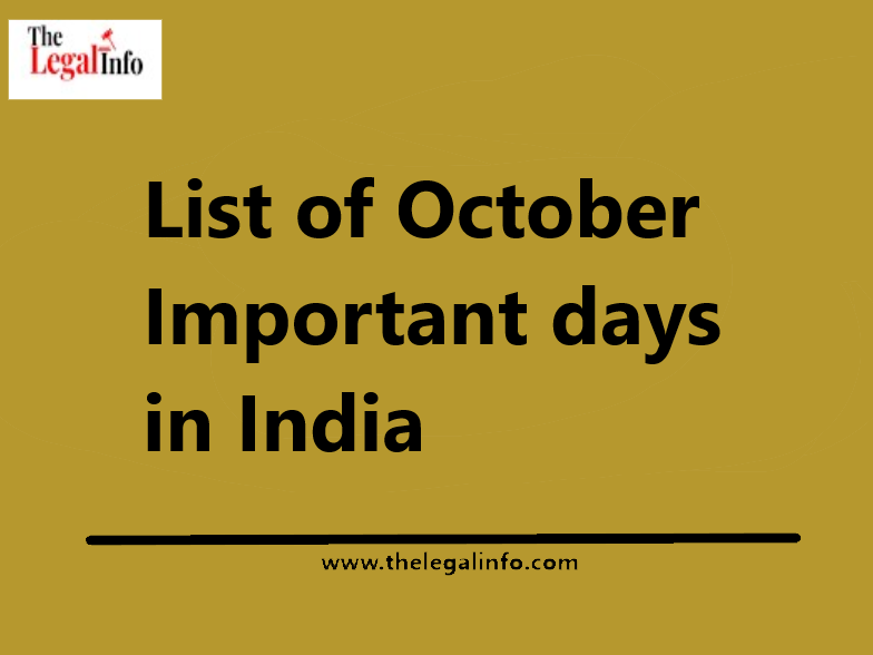 List of October Important days in India The Legal Info